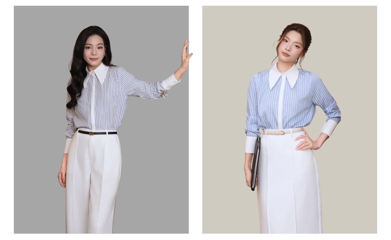 Áo sơ mi công sở cotton sọc A4524A - Ảnh sản phẩm