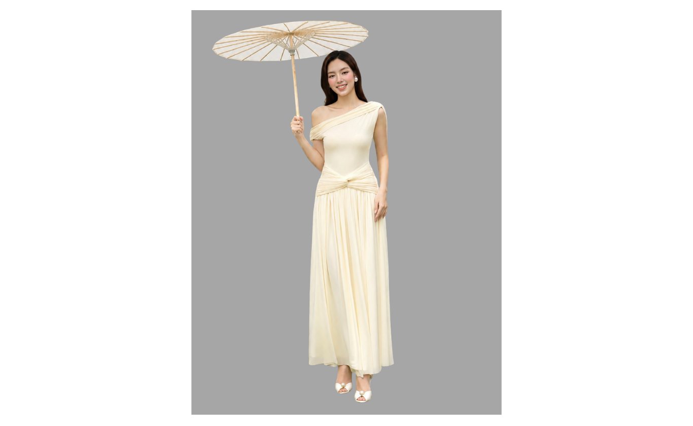 Đầm Tiệc Thun Lưới Dài Cổ Xéo - DAG03A