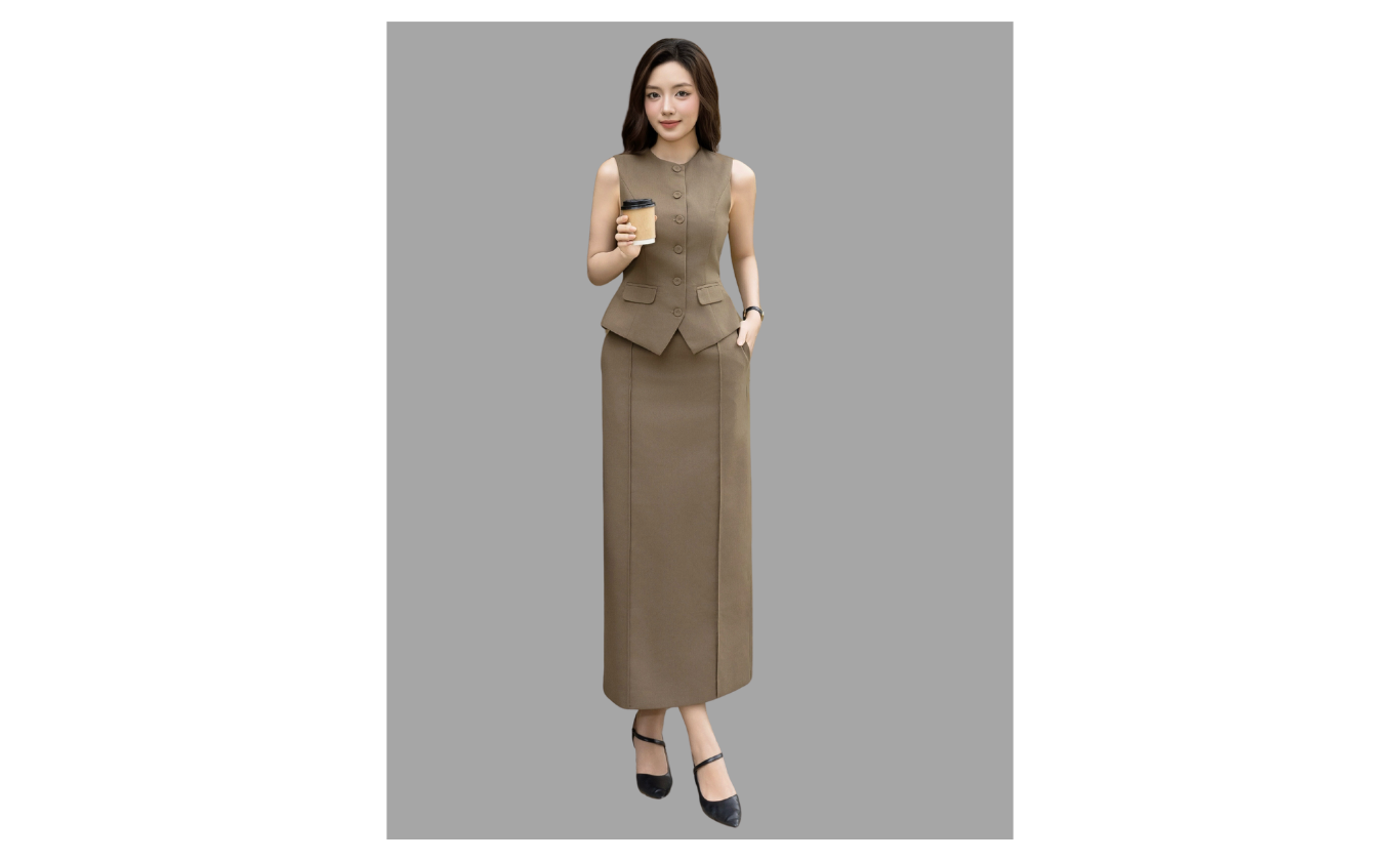 Chân Váy Suông Công Sở Linen Dài - VAG45A