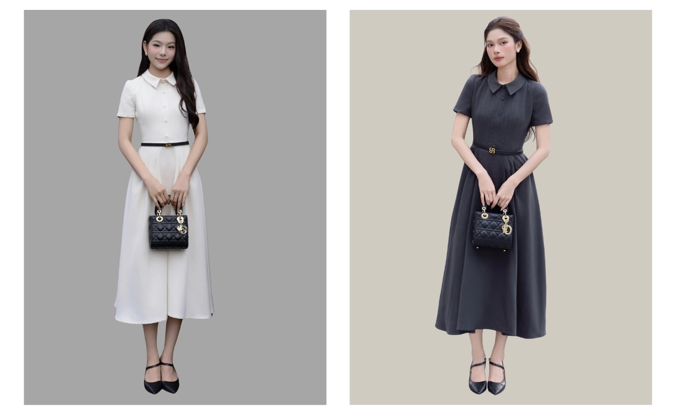 Đầm xòe công sở dài cotton xược D4558B - Ảnh sản phẩm