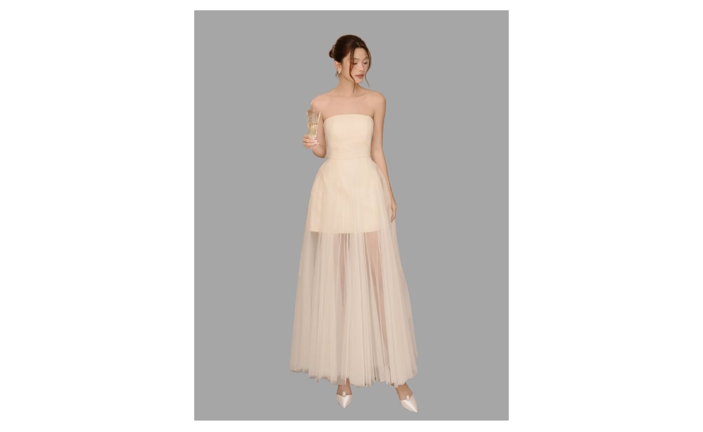 Đầm xòe tiệc ren dài cúp ngực D4526A - Ảnh sản phẩm