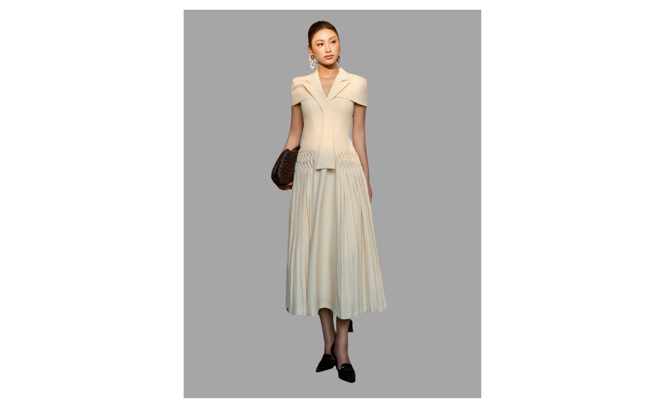 Đầm công sở cotton dài dập ly DAD61B - Ảnh bìa