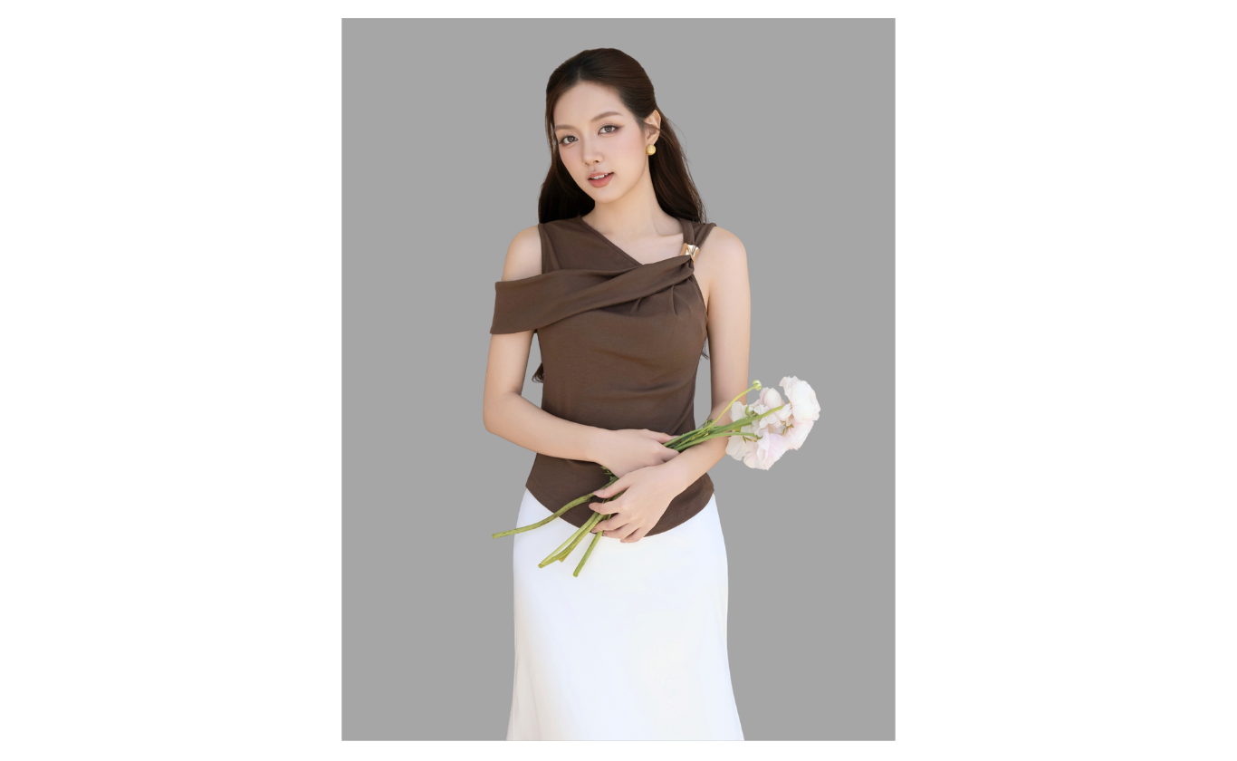 Áo kiểu dạo phố thun cổ xéo AAE42H - Ảnh sản phẩm