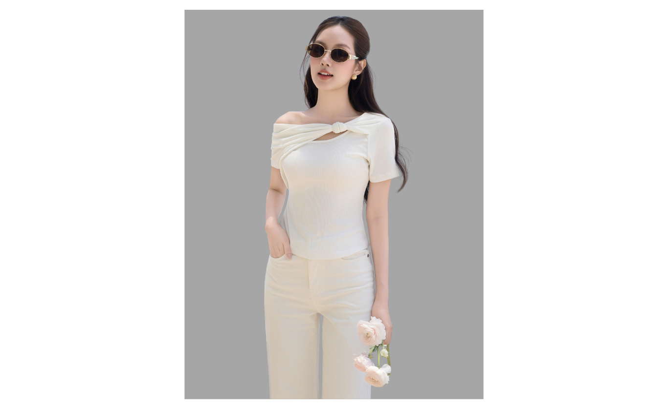 Áo kiểu dạo phố thun xoắn nút AAE41H - Ảnh sản phẩm