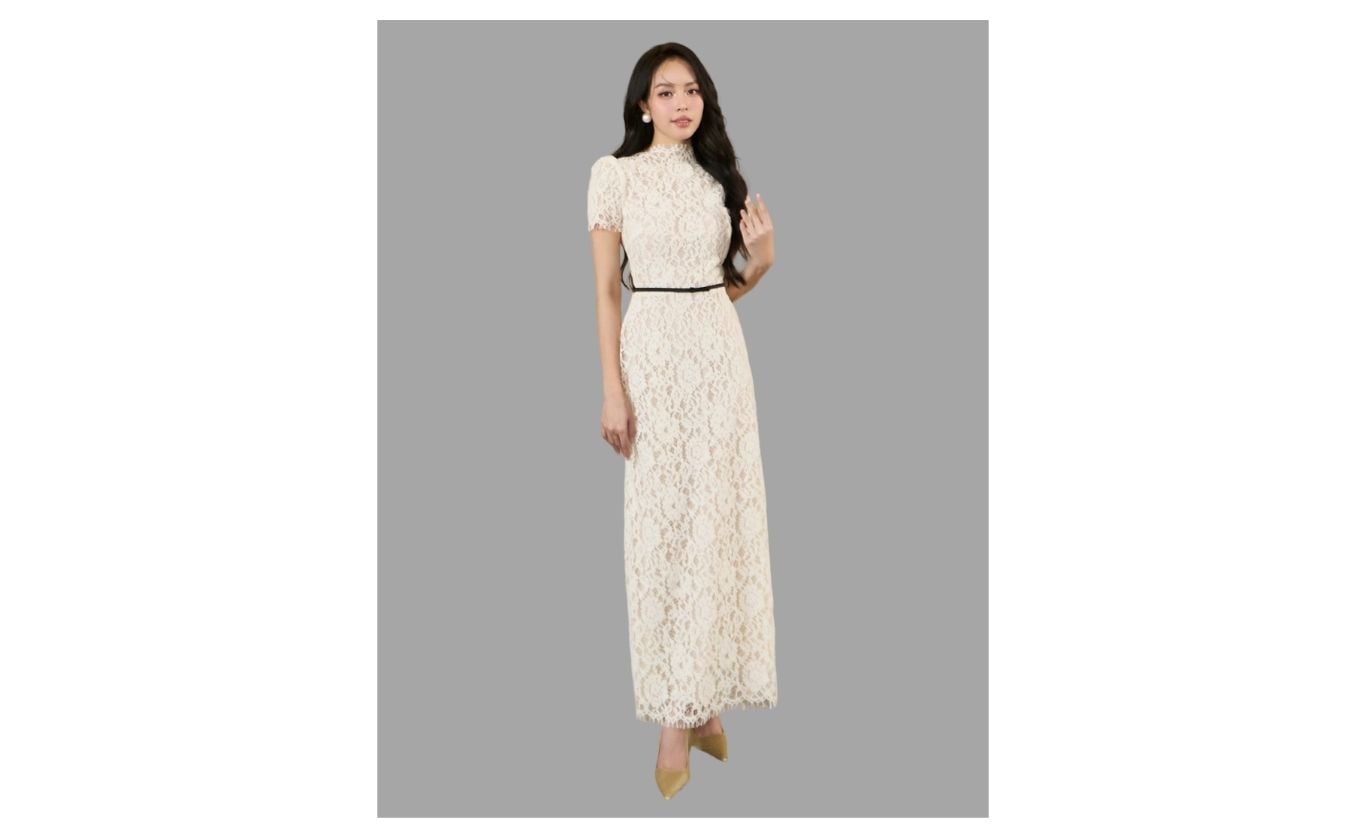Đầm Tiệc Ren Dài Suông Cổ Cao - DAK72V