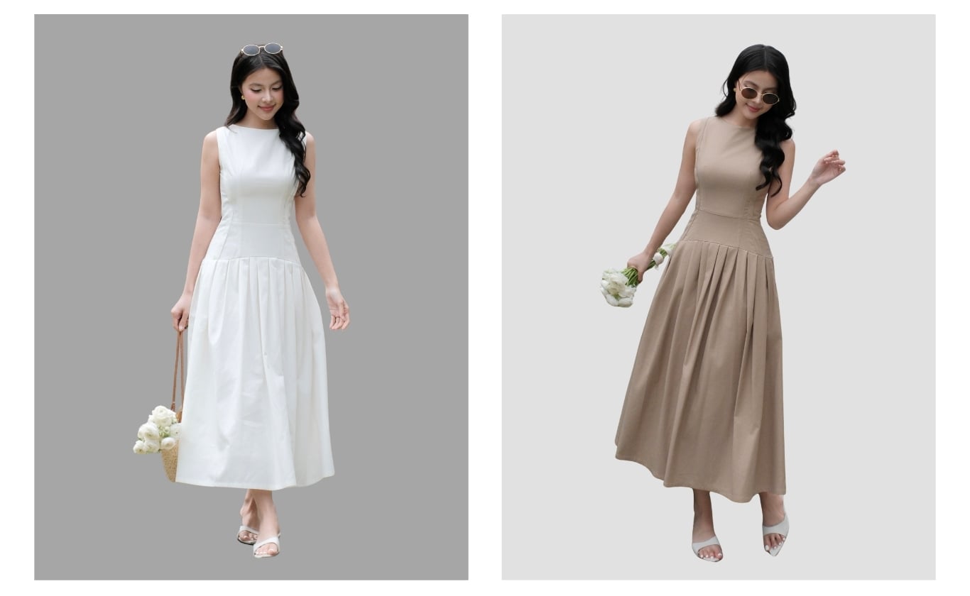 Đầm dạo phố linen dài cổ thuyền DAD47B