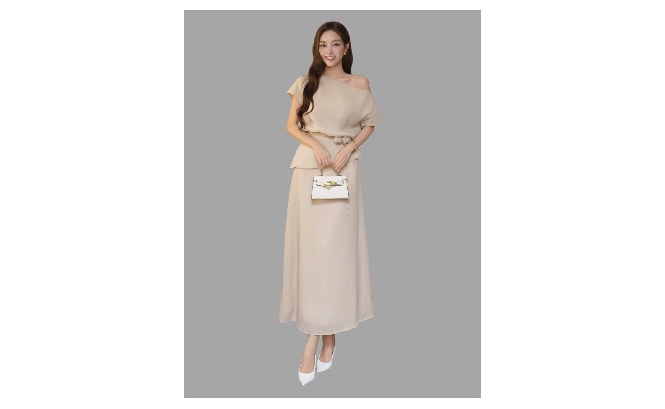 Set Tiệc Voan Dài Xòe Belt Hoa - KAI10T