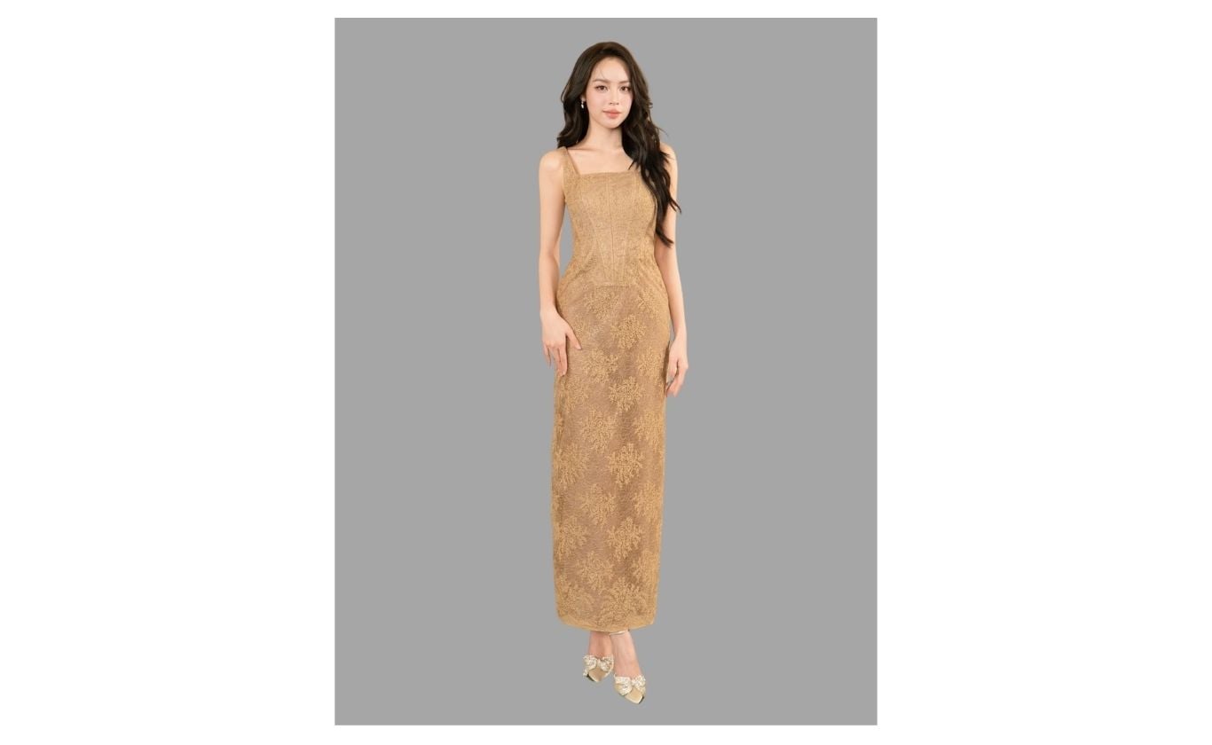 Đầm Body Tiệc Ren Dài Cổ Vuông - DAK05A
