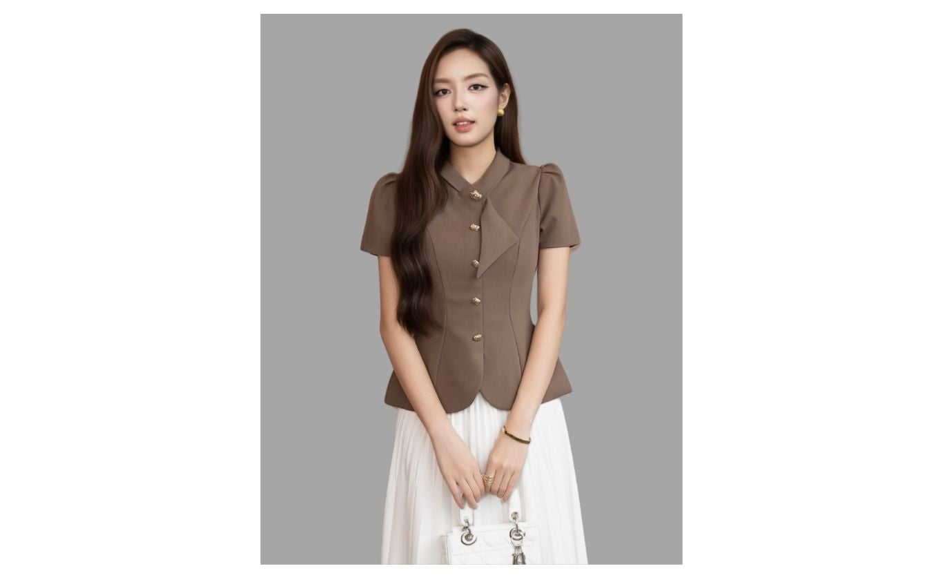 Áo Kiểu Công Sở Cotton Cổ V - AAK25T