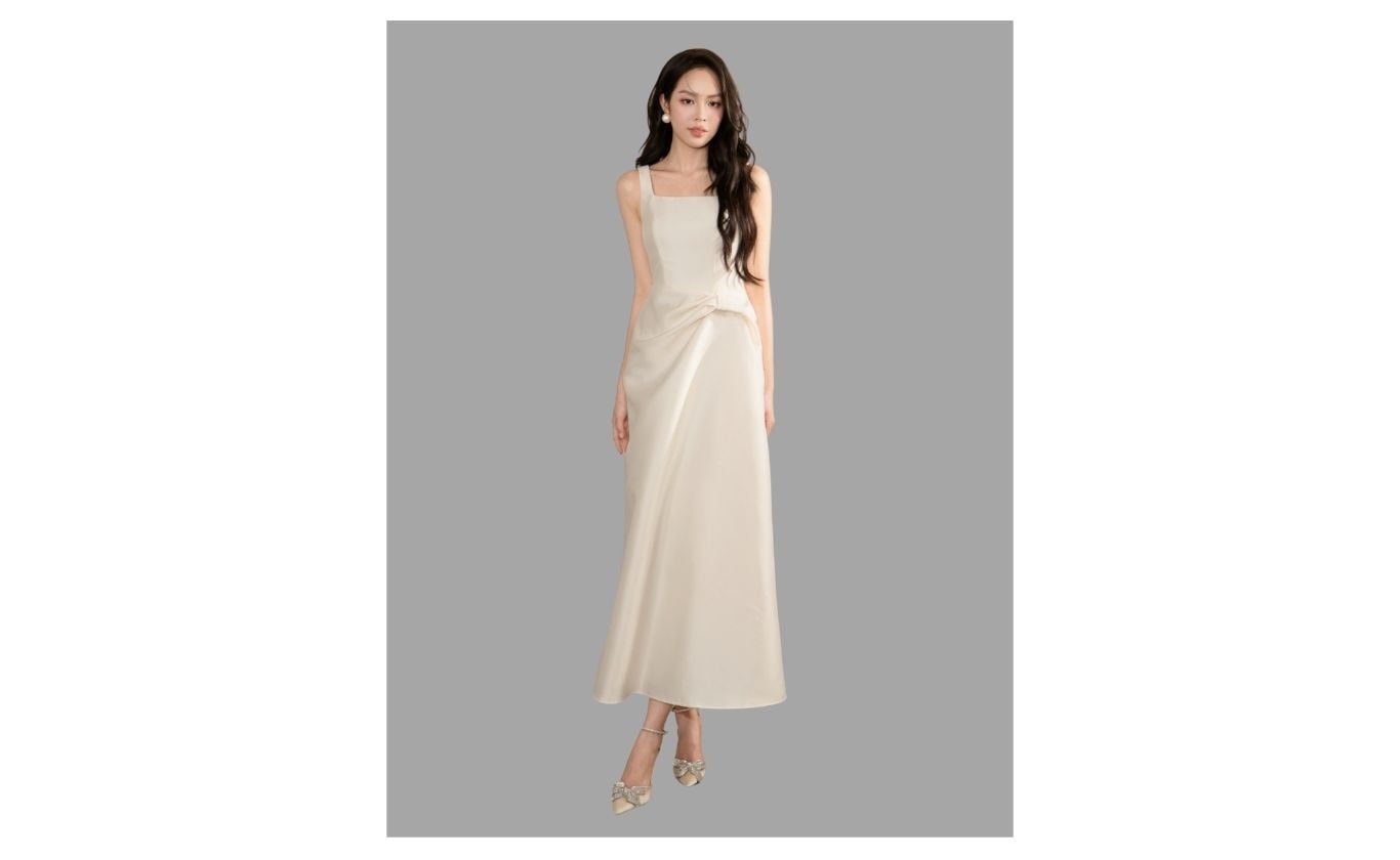 Đầm Xòe Tiệc Tafta Dài Cổ Vuông - DAK01A