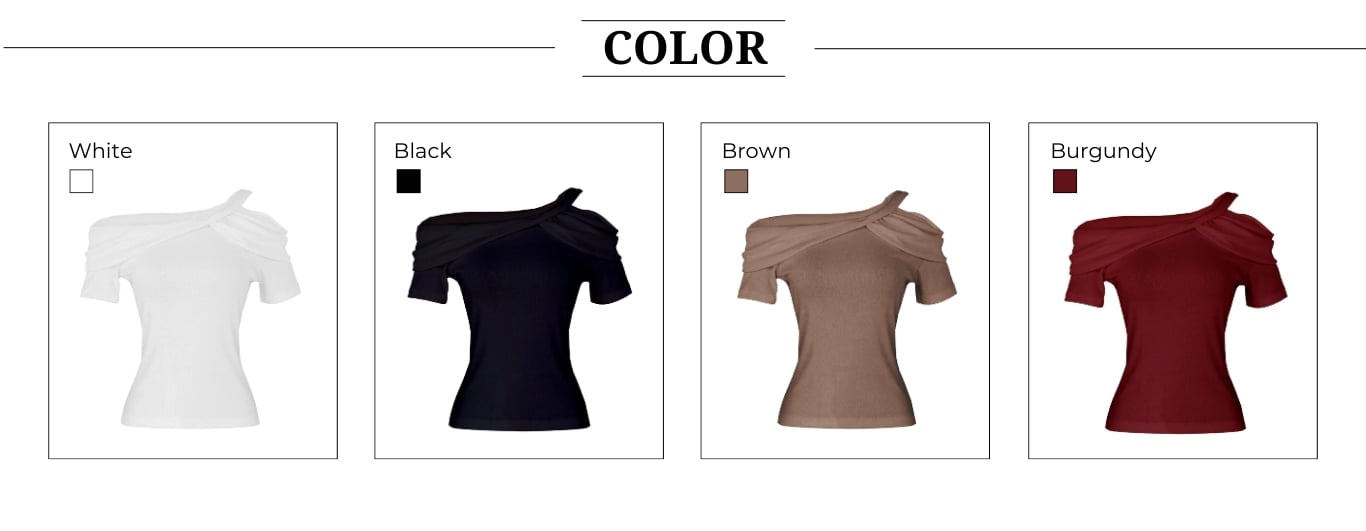 Áo kiểu dạo phố thun gân trễ vai AAA43B - Bảng màu