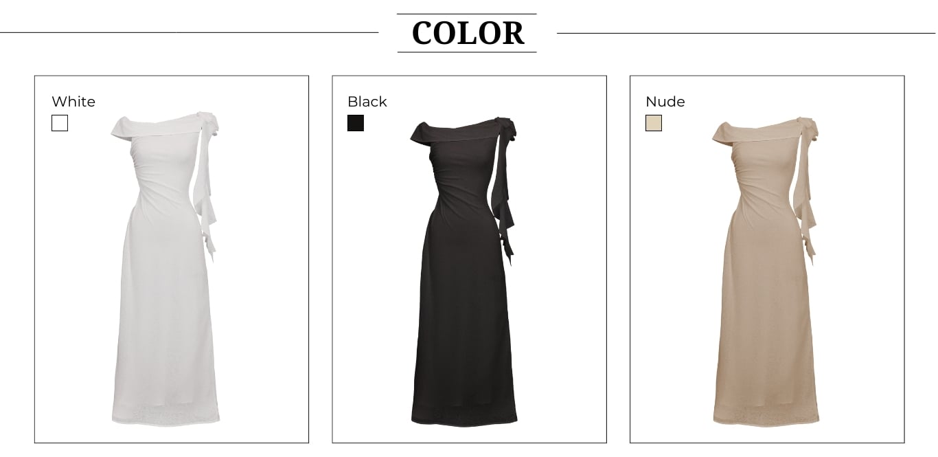 Đầm body tiệc thun dài lệch vai D4569T - Bảng màu