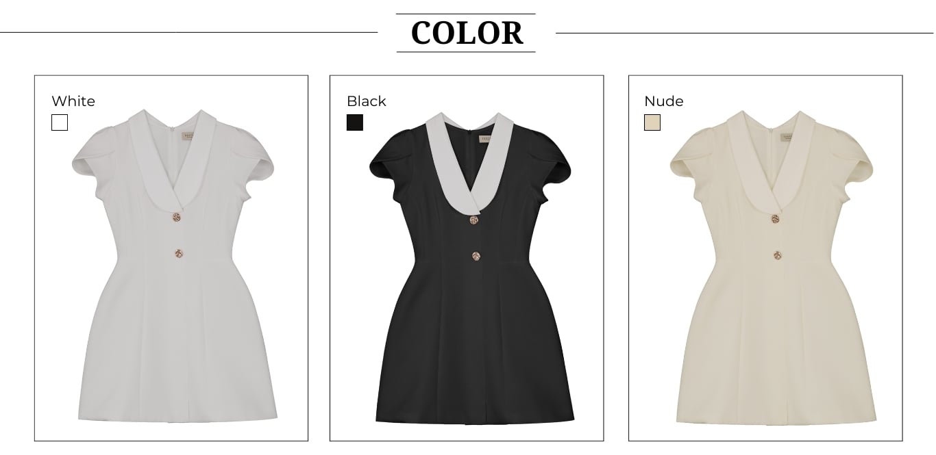 Đầm xòe công sở ngắn cổ tim D4532T - Bảng màu