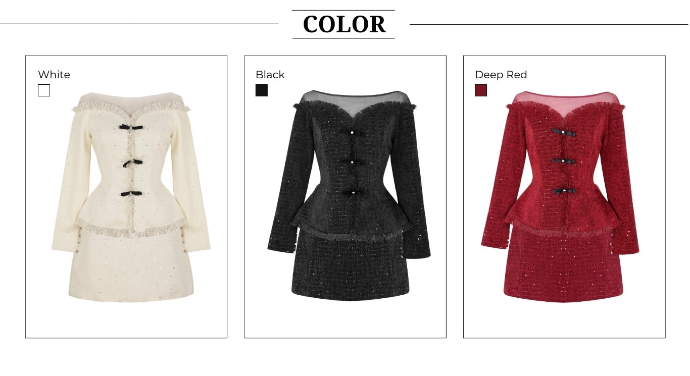 Set tiệc tweed kim sa ngắn kết nơ K4596T - Bảng màu