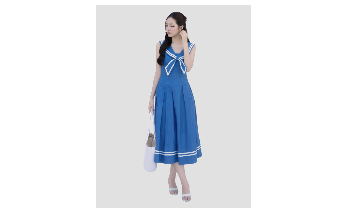 Đầm xòe dạo phố cotton dài 2 dây DAE44A - Ảnh sản phẩm