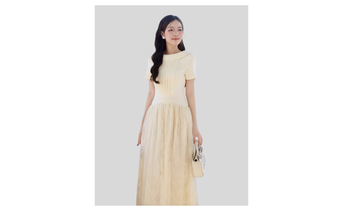 Đầm xòe tiệc cotton dài tùng vòm DAE04A - Ảnh sản phẩm