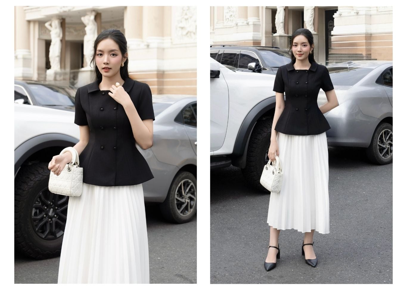 Áo kiểu công sở peplum cổ vuông AAB23B - Lookbook