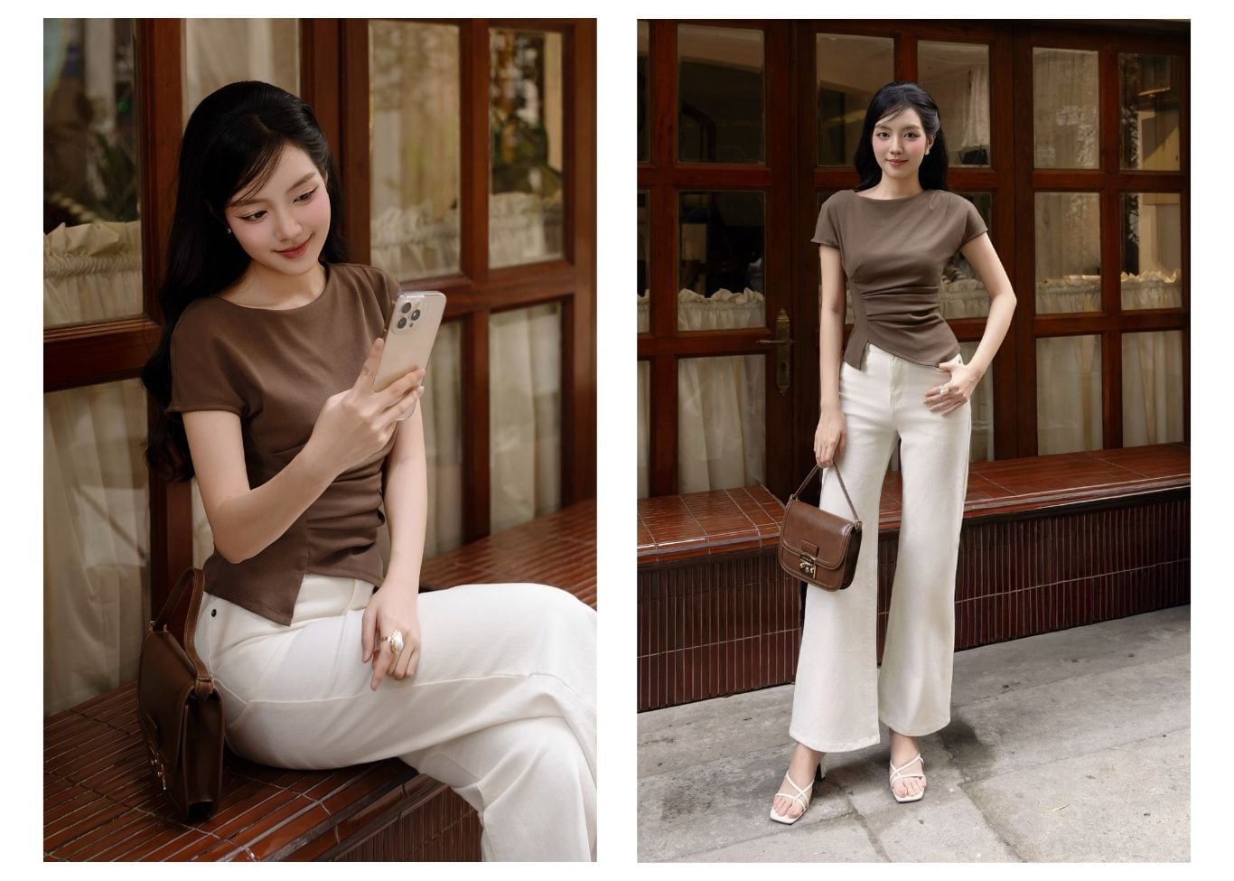 Áo dạo phố thun tay ngắn lai xéo AAB41A - Lookbook