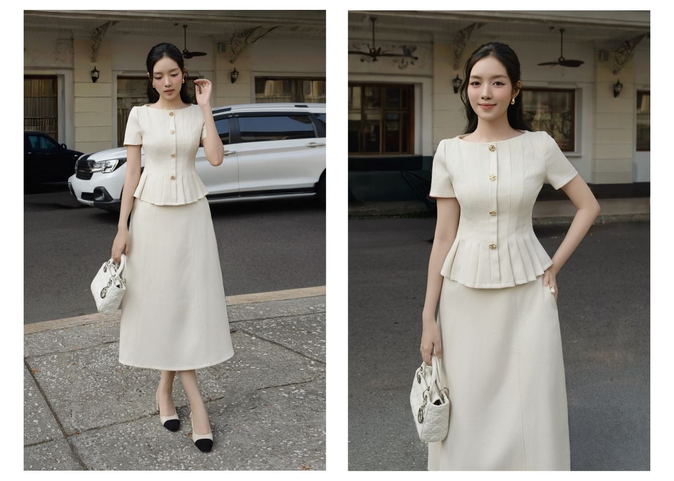 Chân váy xòe công sở linen dài VAB26B - Lookbook