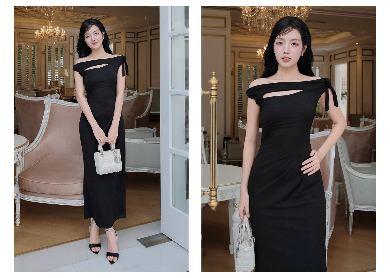 Đầm body tiệc thun dài trễ vai DAB04T - Lookbook