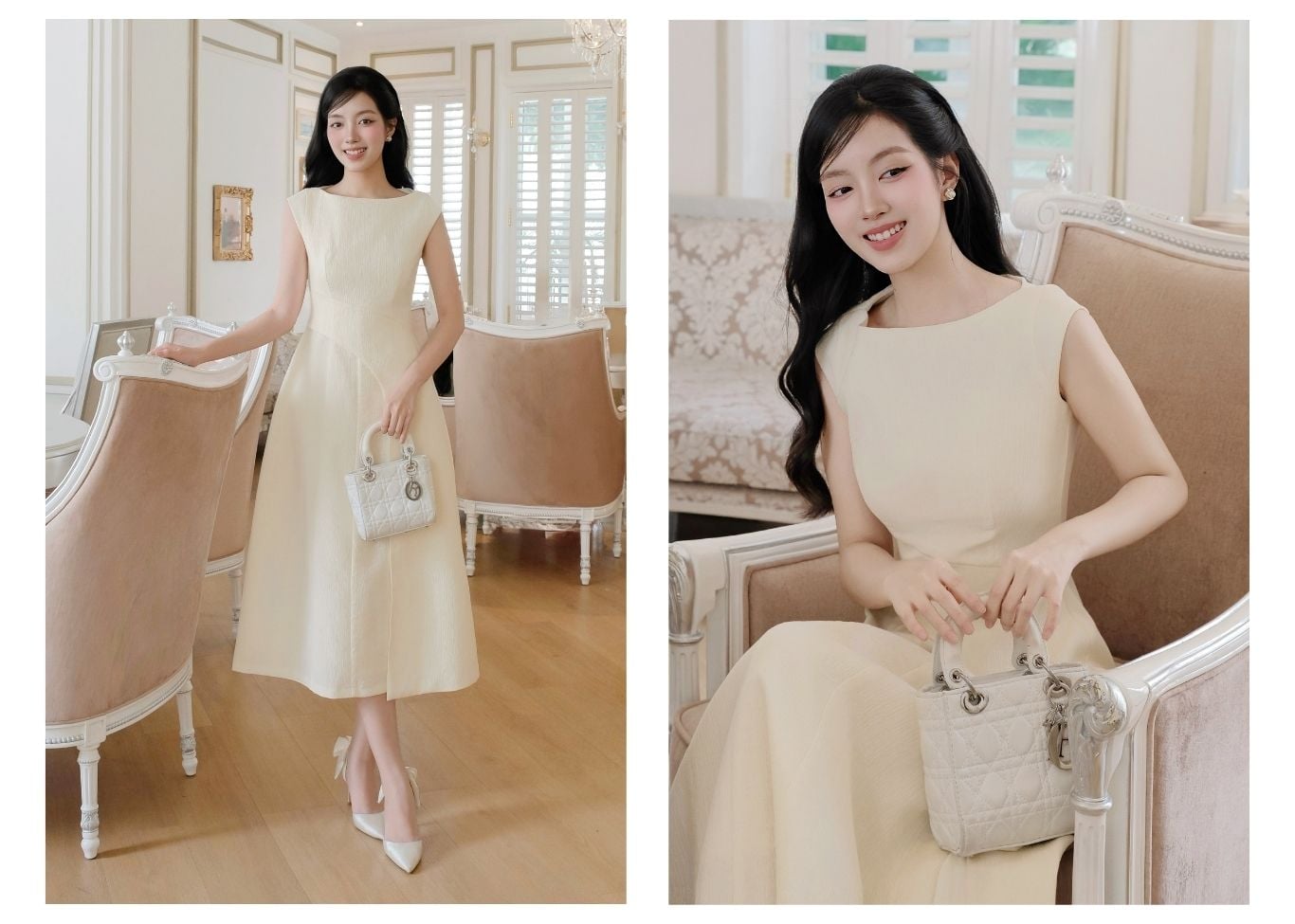 Đầm xòe tiệc cotton dài xốp dập DAB02A - Lookbook