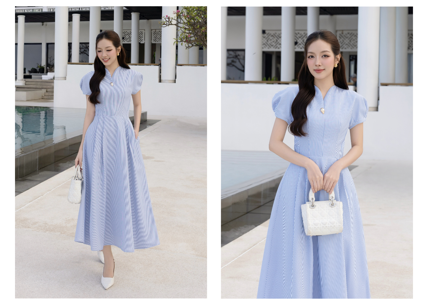Đầm xòe dạo phố cotton dài DAE45B - Lookbook mẫu 1