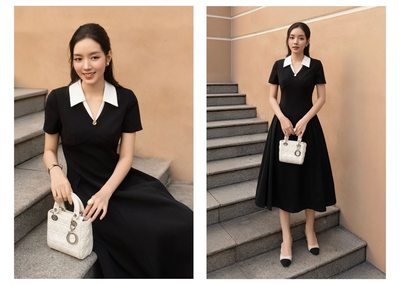 Đầm xòe công sở cotton dài cổ V DAB21A - Lookbook