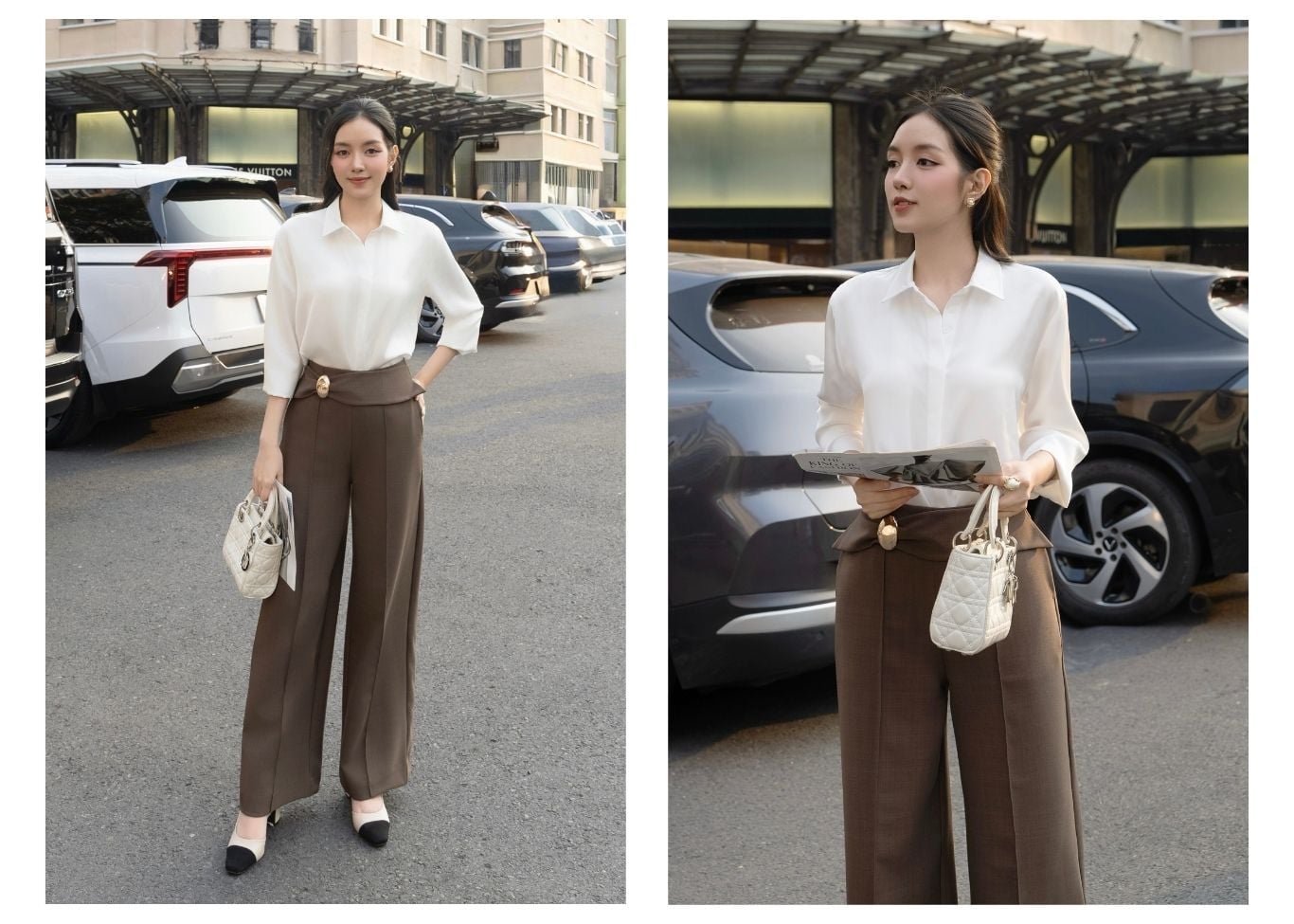 Quần suông công sở cotton dài QAB27M - Lookbook