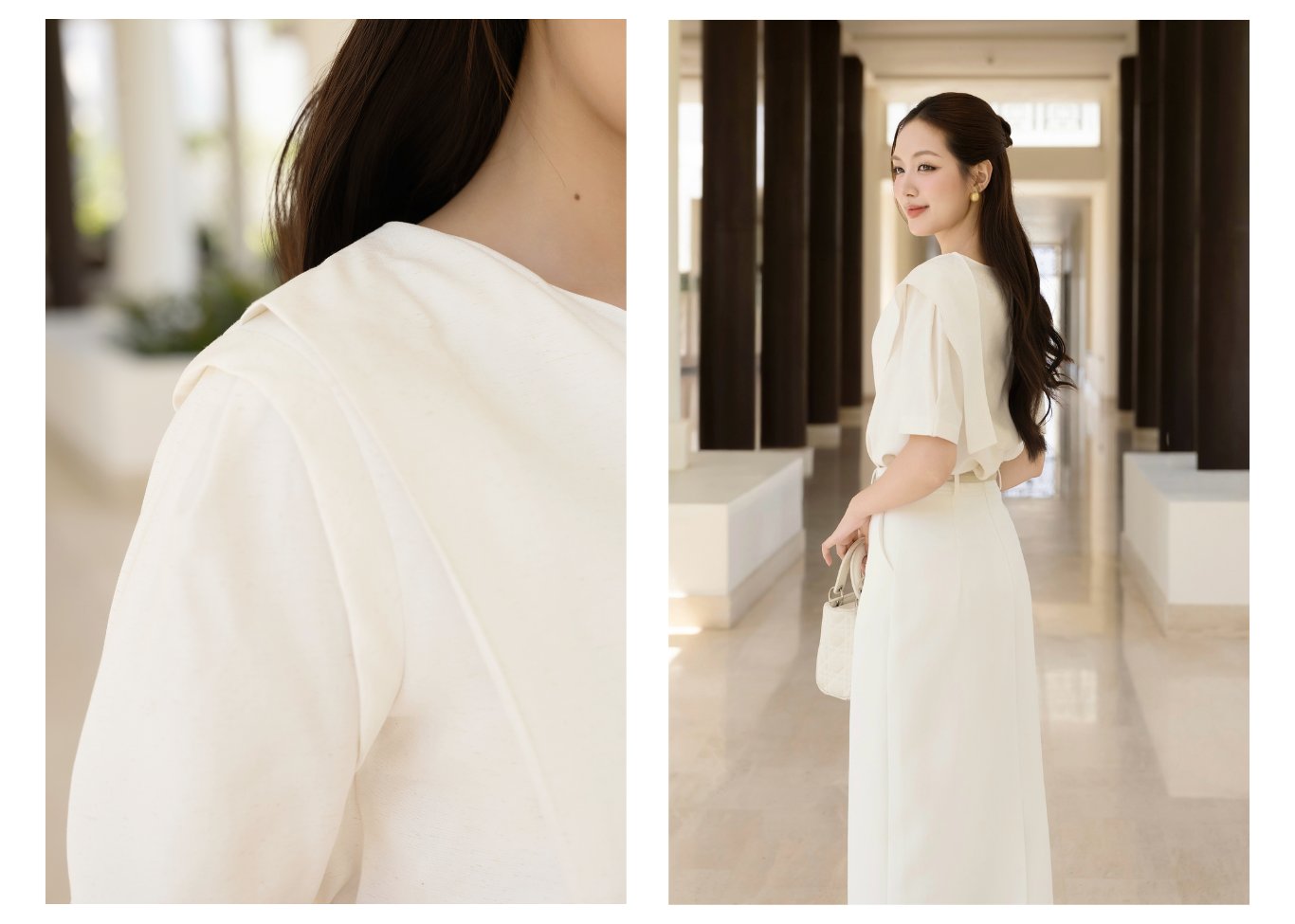 Áo kiểu công sở cotton tay lửng AAE21T