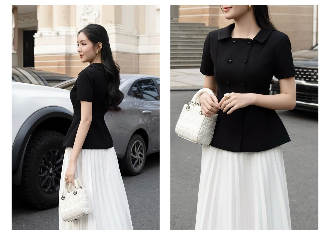 Áo kiểu công sở peplum cổ vuông AAB23B - Lookbook