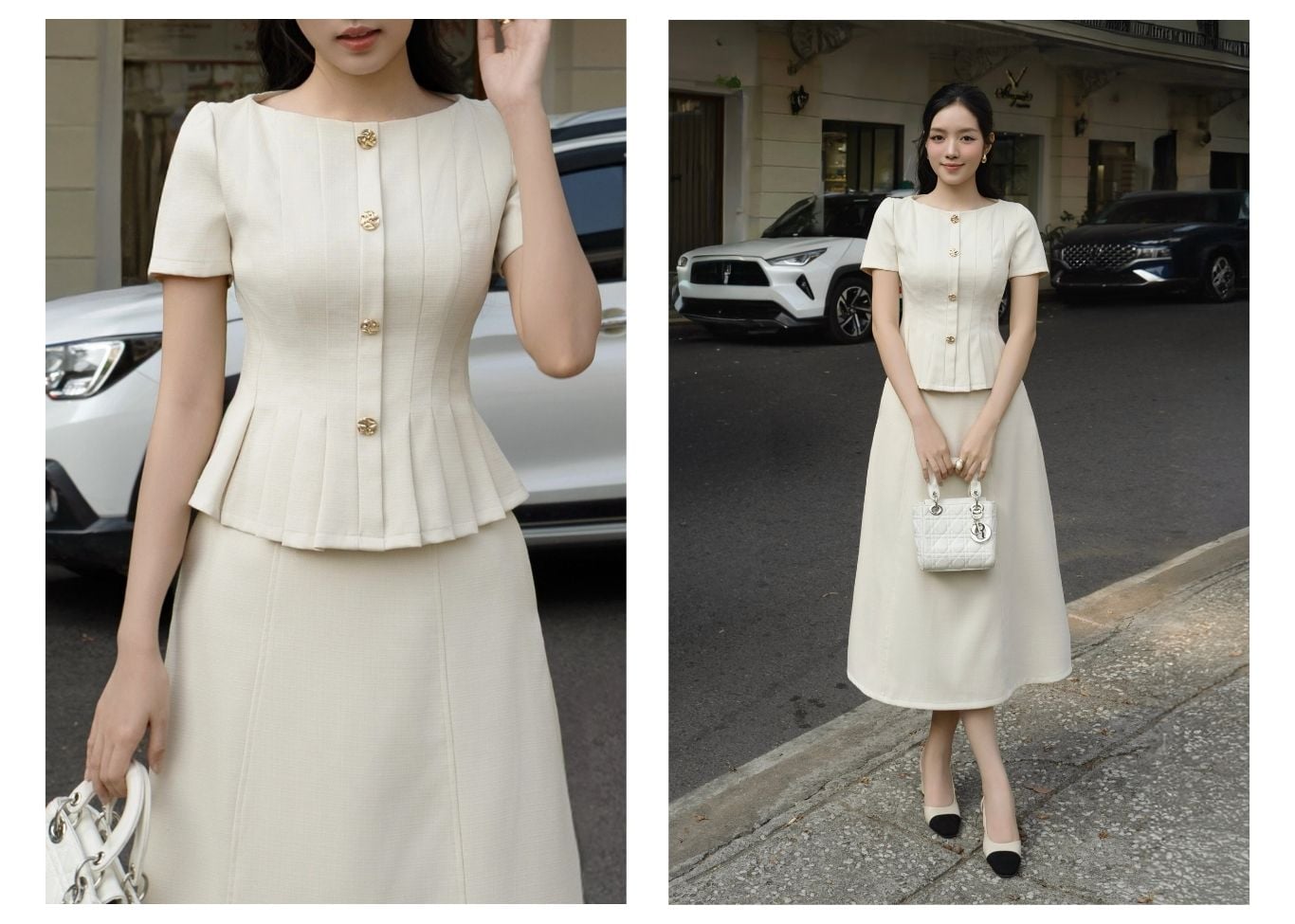 Áo kiểu công sở linen cổ thuyền AAB25B - Lookbook