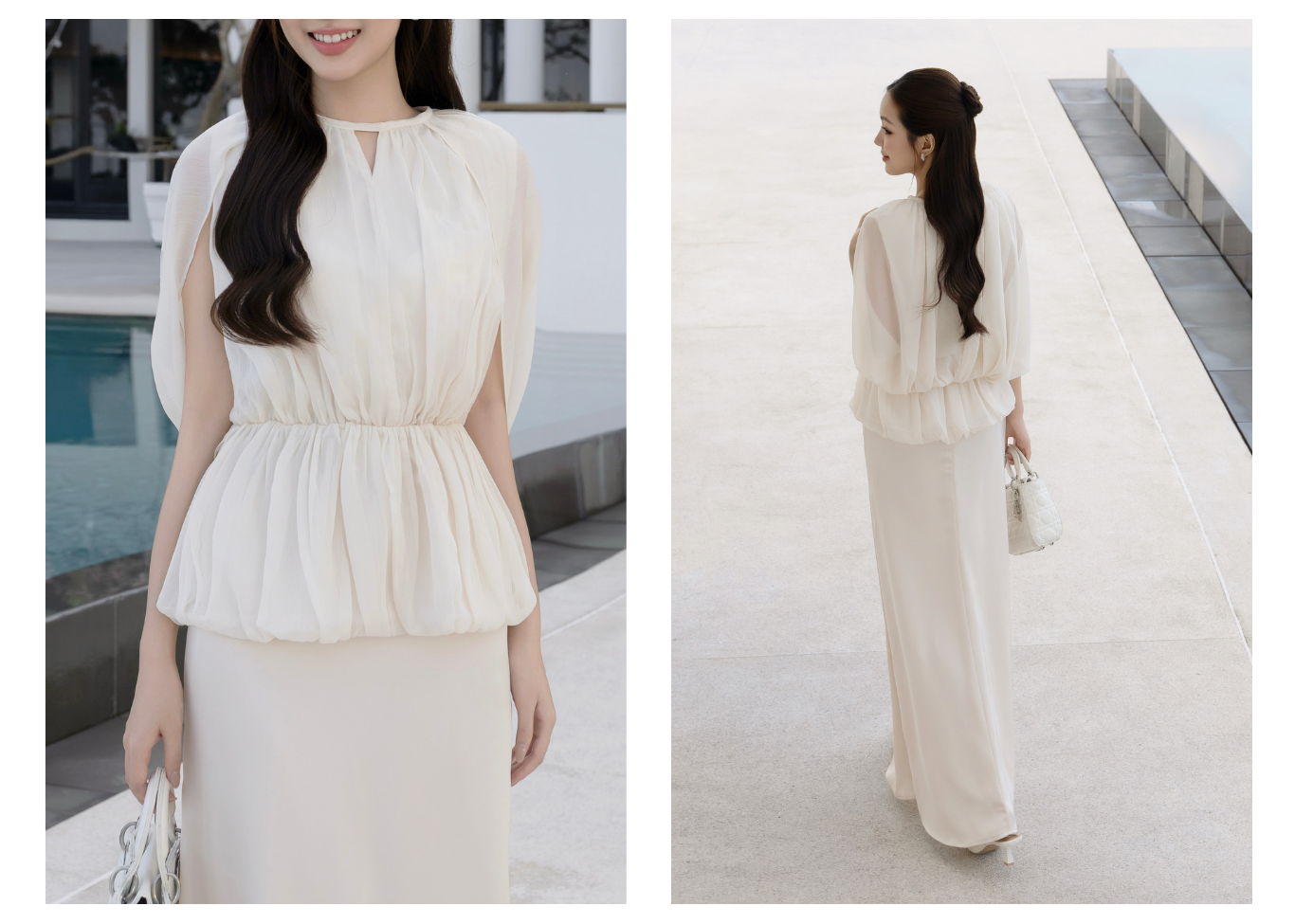 Áo kiểu tiệc voan tay dơi AAE02T - Lookbook 2