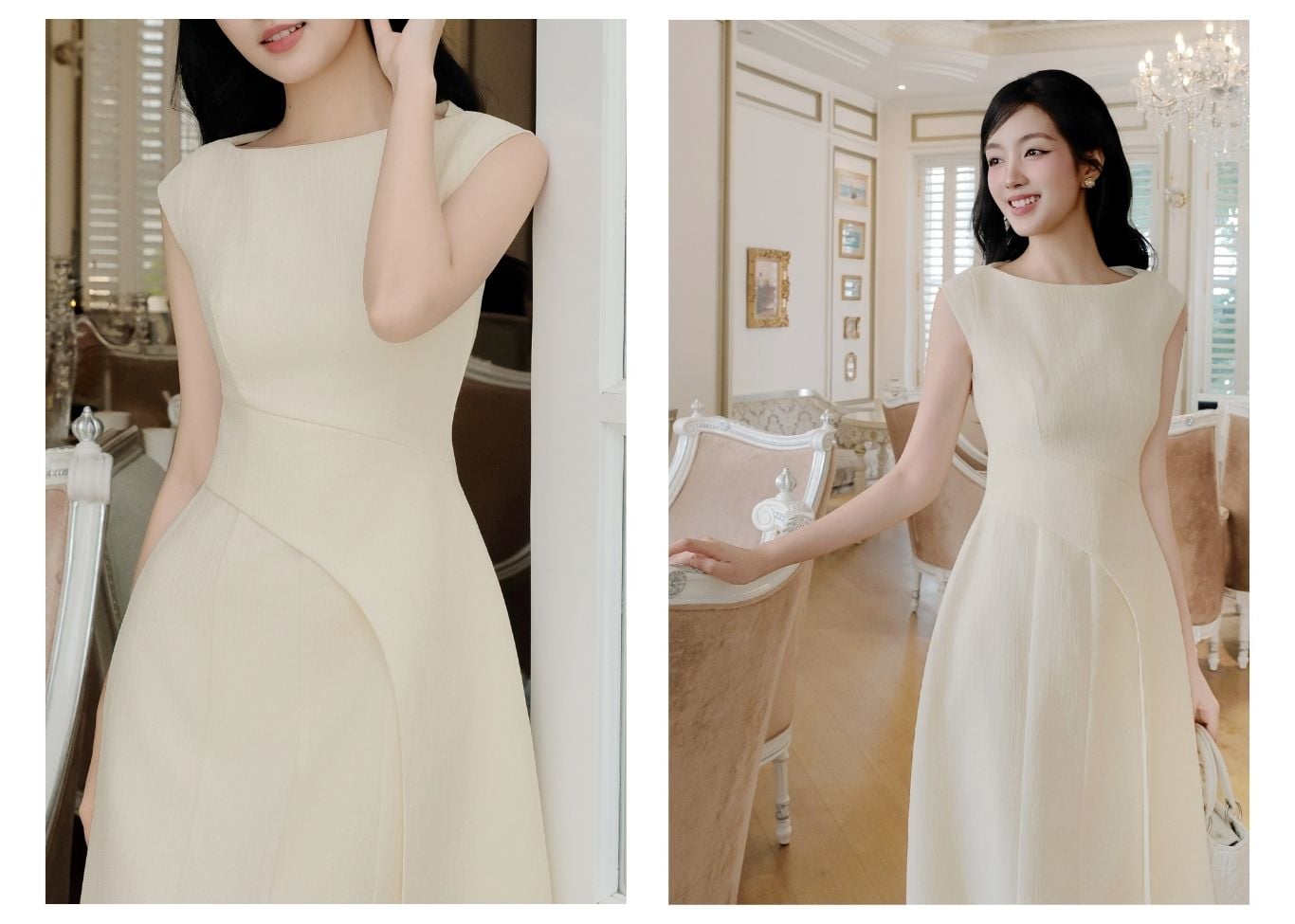 Đầm xòe tiệc cotton dài xốp dập DAB02A - Lookbook