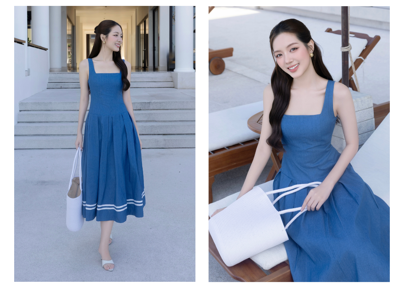 Đầm xòe dạo phố cotton dài 2 dây DAE44A - Lookbook 2