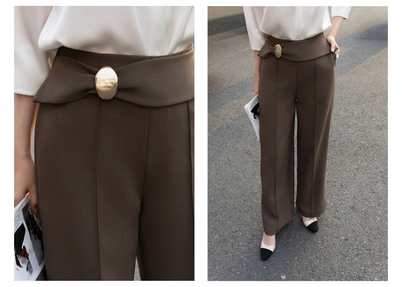 Quần suông công sở cotton dài QAB27M - Lookbook