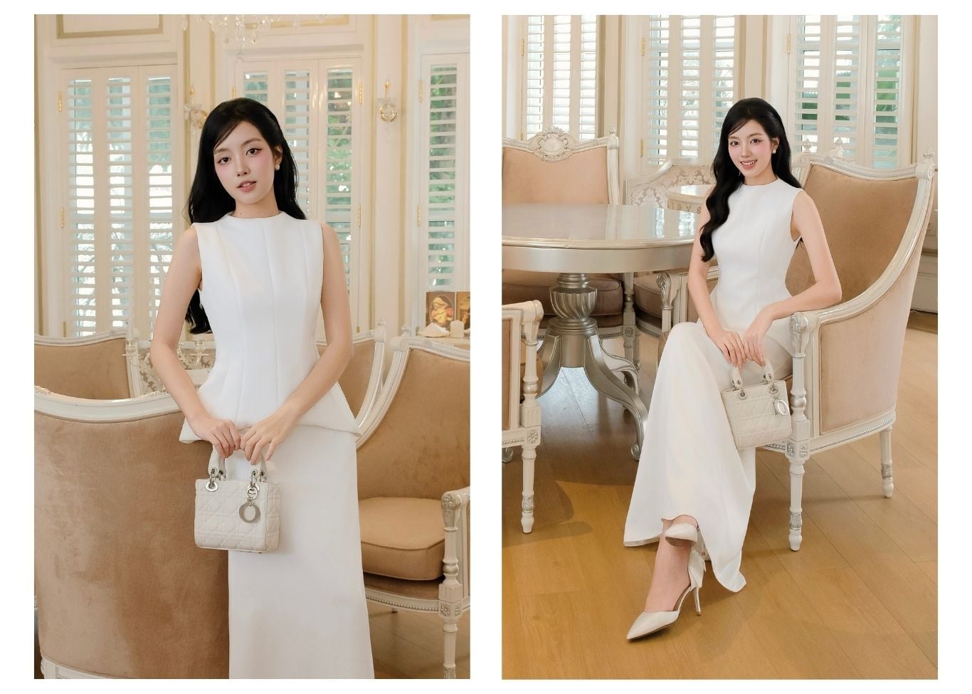 Áo kiểu tiệc cổ tròn vạt cong AAB05B - Lookbook