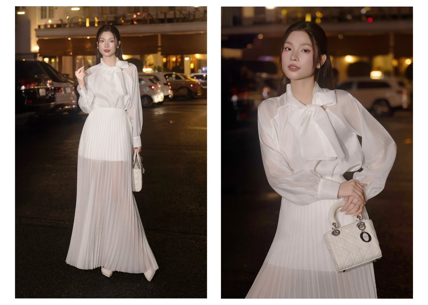 Áo kiểu tiệc voan tơ ánh tay dài A4563T - Ảnh lookbook