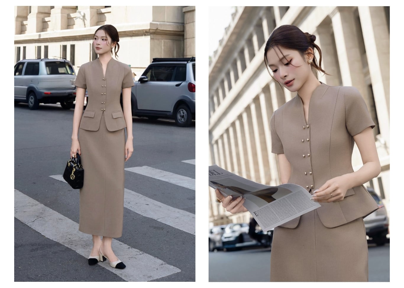 Chân váy suông công sở cotton dài VAA31A - Ảnh lookbook