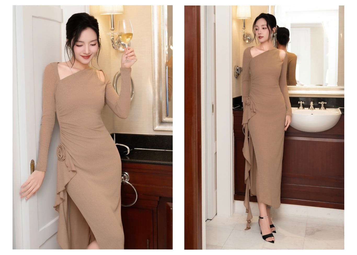 Đầm body dự tiệc xẻ tà D4104T - Ảnh lookbook