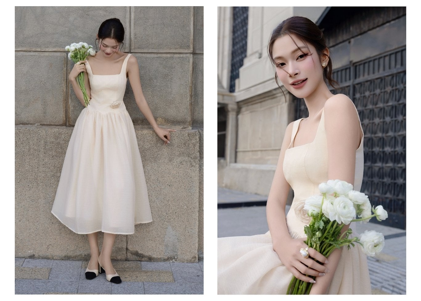 Đầm xòe dạo phố voan dài 2 dây DAA41A - Ảnh lookbook