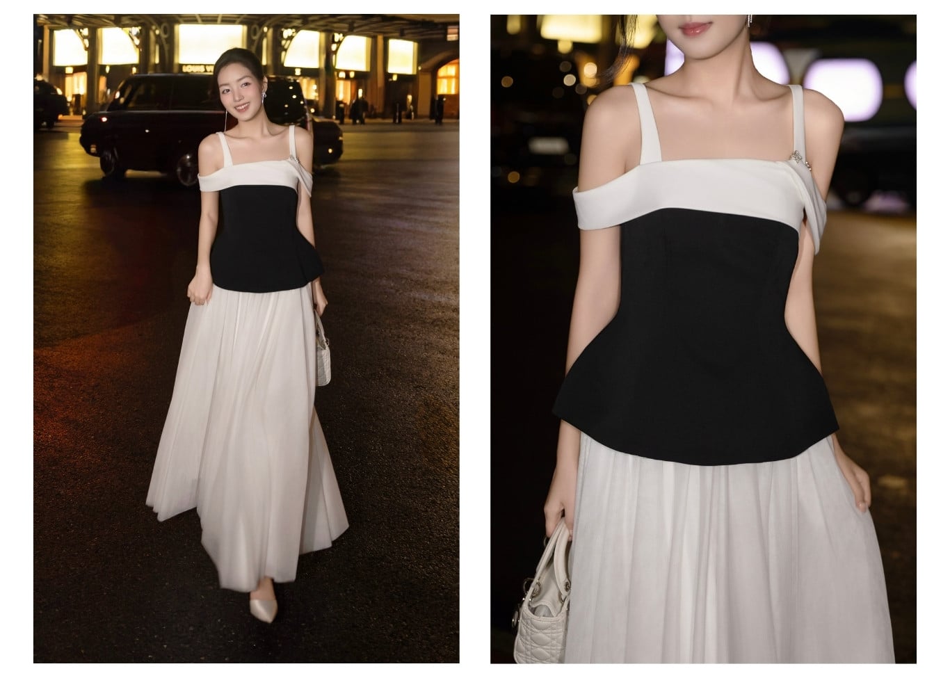 Áo kiểu tiệc 2 dây trễ vai tag đá A4572A - Ảnh lookbook