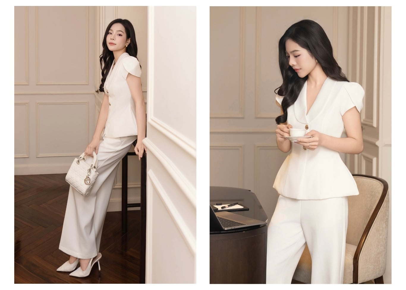 Áo kiểu công sở peplum cổ tim A4531T - Ảnh lookbook