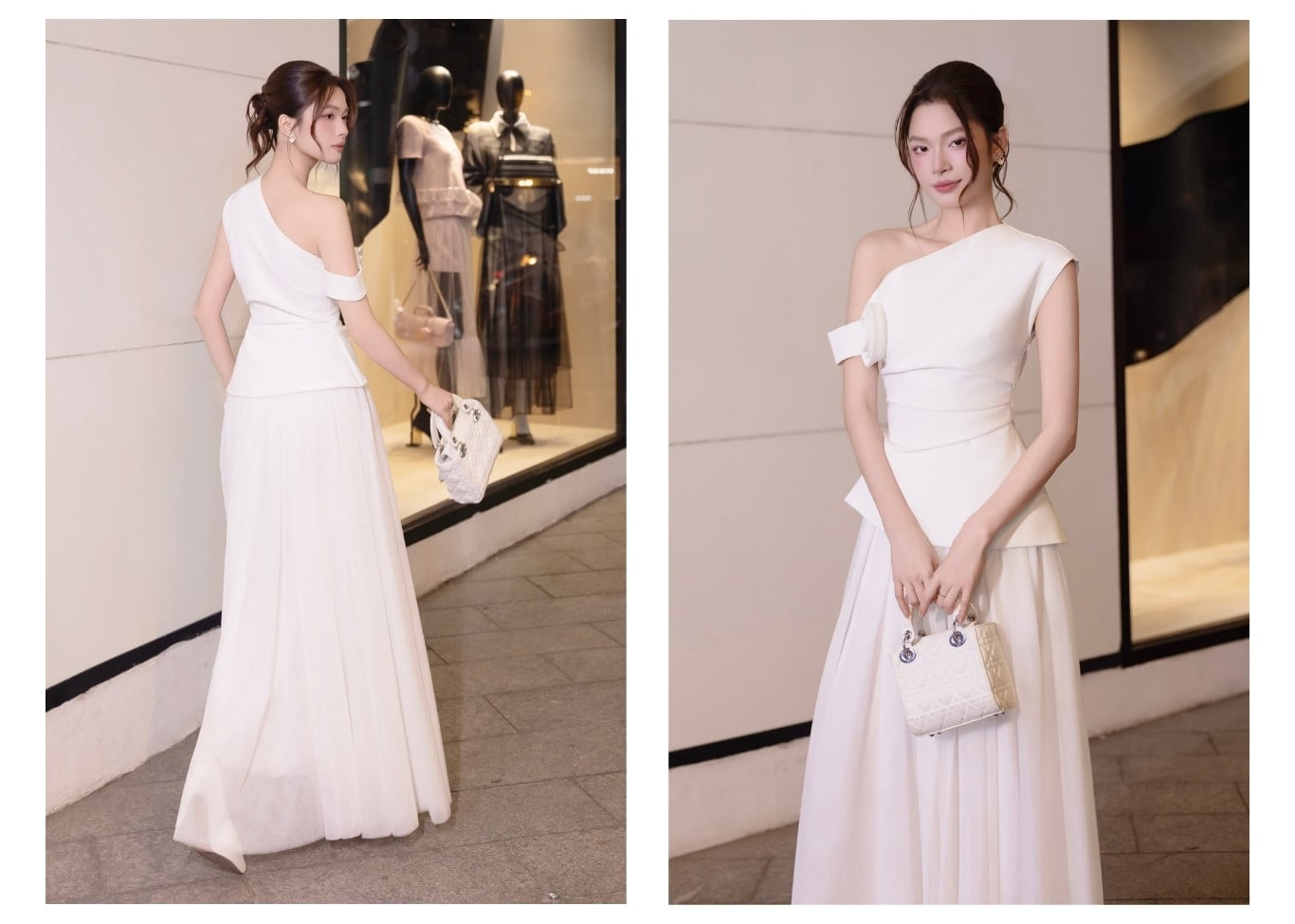 Áo kiểu tiệc peplum cổ xéo tà xéo A4545B - Ảnh lookbook