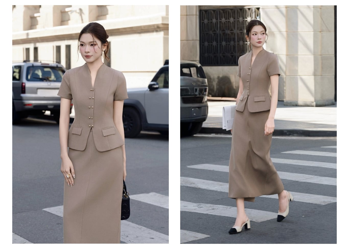 Chân váy suông công sở cotton dài VAA31A - Ảnh lookbook