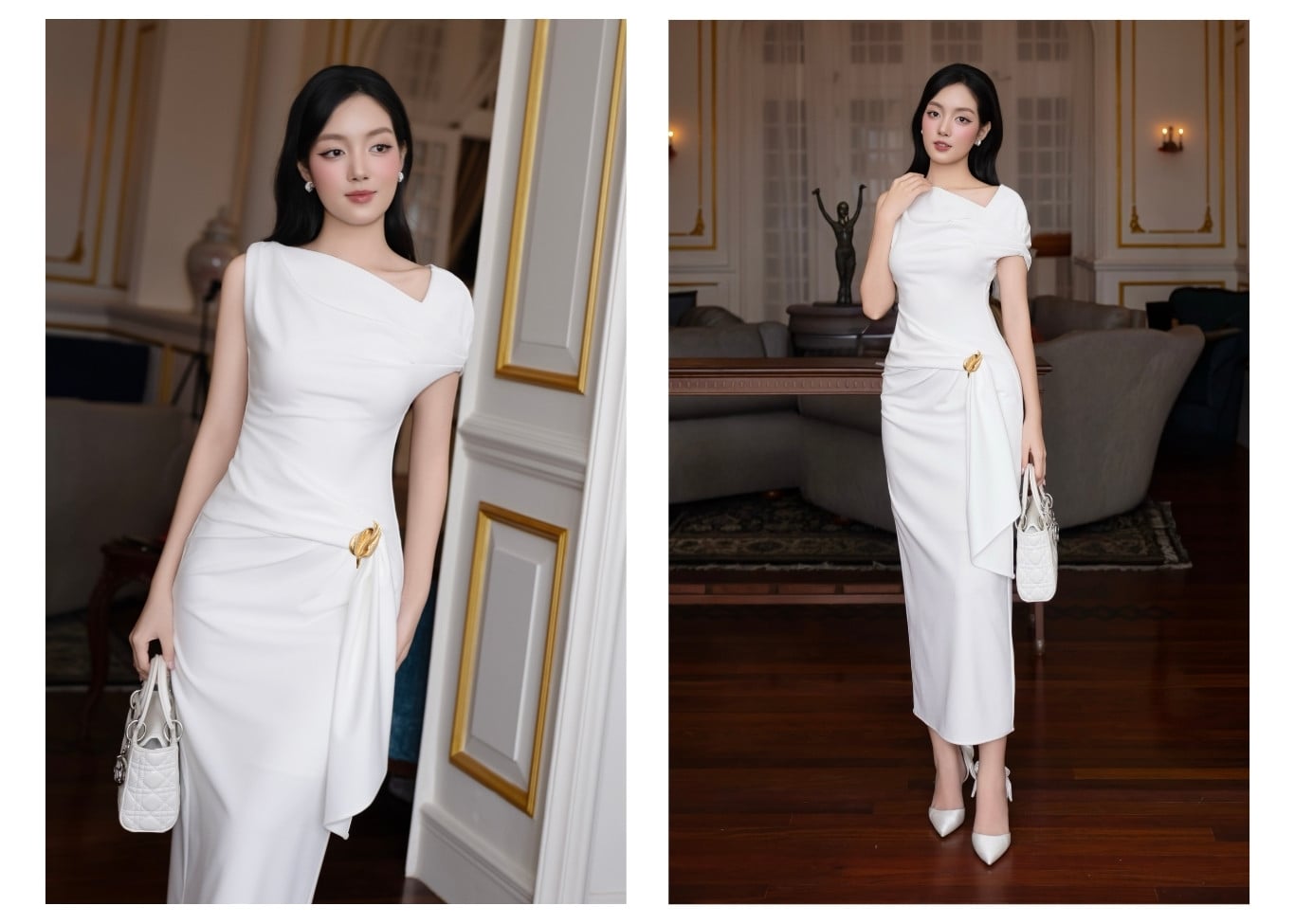 Đầm body tiệc thun dài dáng suông D4585B - Ảnh lookbook