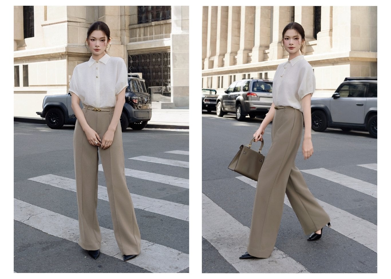 Quần suông công sở dài cotton Q4588H - Ảnh lookbook