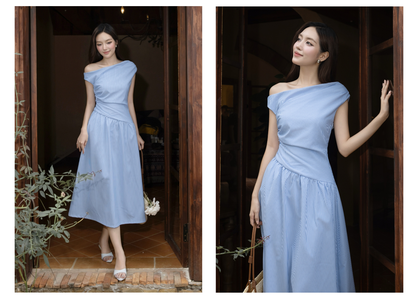 Đầm Dạo Phố Cotton Dài Trễ Vai - DAG42B
