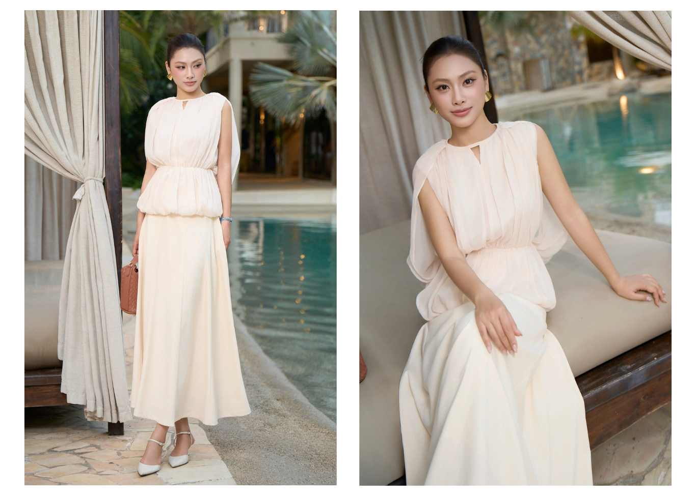 Chân váy công sở cotton dài xòe VAD63H - Lookbook 1