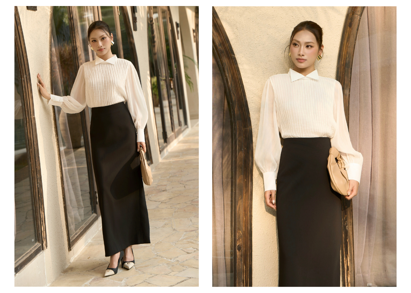 Chân váy suông công sở carolan dài VAA61V - Lookbook 1