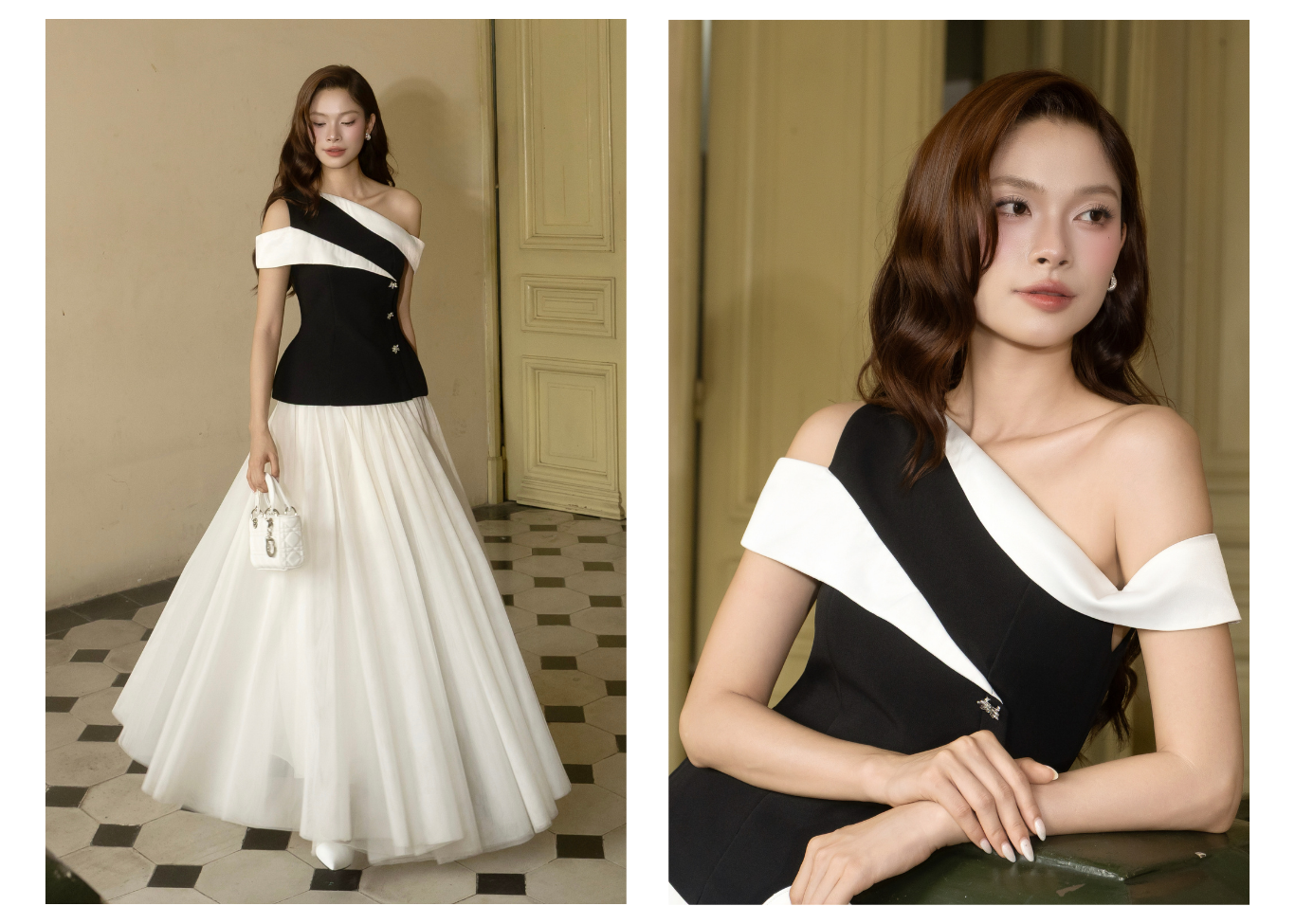 Áo Kiểu Tiệc Cotton Kèm Tag Đá - AAH06T
